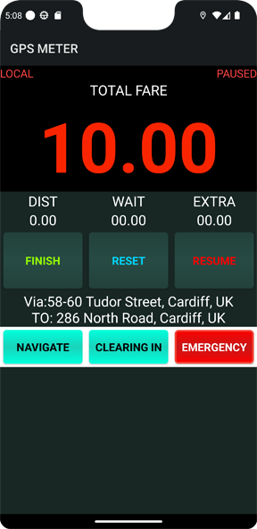 Taxi cab app with GPS meter
