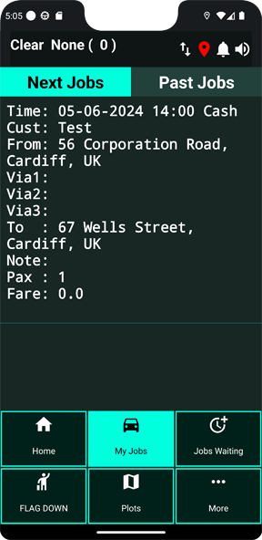 Taxi app with upcoming bookings