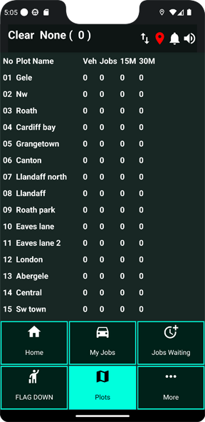 Taxi driver app with plots or zones